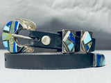 Jon Peters Vintage Native American Navajo Turquoise Sterling Silver Ranger Buckle Set-Nativo Arts