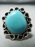 Amazing Vintage Native American Navajo Sky Blue Turquoise Sterling Silver Ring Old-Nativo Arts