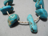 Amazing Vintage Native American Navajo Nugget Turquoise Sterling Silver Necklace Old-Nativo Arts