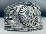 Rare 75 Grams Native American Navajo Sterling Silver Stamped Bracelet-Nativo Arts