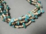 Very Unique Two Heishi Dark Light Vintage Native American Navajo Turquoise Necklace- Authentic-Nativo Arts