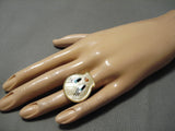 Important Tweety Bird Huge Native American Zuni Turquoise Sterling Silver Ring-Nativo Arts