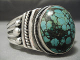 Huge Vintage Native American Navajo Protruding Domed Turquoise Sterling Silver Bracelet Old-Nativo Arts