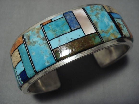 Museum Quality Vintage Native American Navajo #8 Turquoise Sterling Silver Bracelet Old Cuff-Nativo Arts