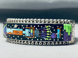 Sammy Smith Extreme Inlay Native American Navajo Turquoise Sterling Silver Space Bracelet-Nativo Arts