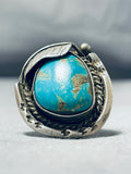 Amazing Vintage Native American Navajo Pilot Mountain Turquoise Sterling Silver Ring-Nativo Arts