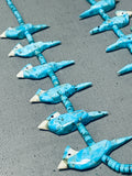 Extremely Intricate Native American Zuni Turquoise Bird Sterling Silver Fetish Necklace-Nativo Arts
