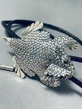 Whimsical Native American Navajo Sterling Silver Toad Bolo Tie Signed Ben Benally-Nativo Arts