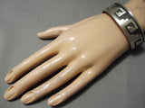 Incredible Vintage Native American Navajo Hopi Native American Navajo Sterling Silver Water Wave Bracelet Old-Nativo Arts