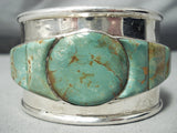 Heavy 150 Grams Vintage Native American Navajo Royston Turquoise Inlay Sterling Silver Bracelet-Nativo Arts