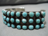 Heavy And Rare!! Vintage Native American Navajo Snake Eyes Turquoise Sterling Silver Bracelet-Nativo Arts
