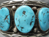 Tremendous Vintage Native American Navajo Traditional Turquoise Sterling Silver Bracelet-Nativo Arts