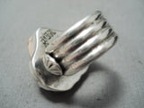 Whimsical Frog Navajo Shell Sterling Silver Ring Native American-Nativo Arts