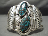 Very Rare Vintage Native American Navajo Green Bisbee Turquoise Sterling Silver Bracelet Old-Nativo Arts