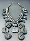 310 Grams Vintage Native American Navajo Turquoise Sterling Silver Squash Blossom Necklace-Nativo Arts