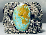 Native American Omg 215 Gram San Felipe Lizard Turquoise Sterling Silver Bracelet-Nativo Arts