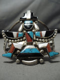 Important Vintage Native American Zuni Gary Vacit Turquoise Sterling Silver Kachina Bracelet-Nativo Arts