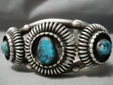 Heavy Thick Vintage Native American Navajo Turquoise Sterling Silver Basket Bracelet Old-Nativo Arts