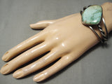 Superior Vintage Native American Navajo Royston Turquoise Sterling Silver Coiled Bracelet Old-Nativo Arts