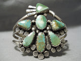 Important Damale Turquoise Vintage Native American Navajo Kachina Sterling Silver Bracelet Old-Nativo Arts