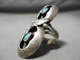 Exceptional Vintage Native American Navajo Bisbee Turquoise Sterling Silver Ring Old-Nativo Arts
