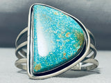 Magnificent Native American Navajo Pilot Mountain Turquoise Sterling Silver Bracelet Signed-Nativo Arts