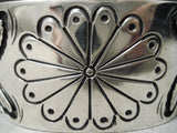 Huge Heavy Flying Birds Vintage Native American Navajo Concho Sterling Silver Bracelet Old-Nativo Arts