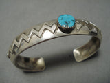 Magnificent Vintage Native American Navajo Sb Turquoise Sterling Silver Bracelet Old-Nativo Arts