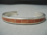 Dramatic Zuni Coral Sterling Silver Bracelet Native American-Nativo Arts