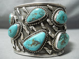 Museum Vintage Native American Navajo Sterling Silver Slag Turquoise Bracelet Old-Nativo Arts