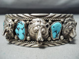 Signed Vintage Native American Navajo Turquoise Sterling Silver Native American Navajo Bracelet-Nativo Arts
