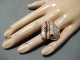 Whimsical Navajo Shell Frog Sterling Silver Ring Native American-Nativo Arts