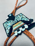 Native American Extraordinary Santo Domingo Turquoise Sterling Silver Bolo Signed-Nativo Arts
