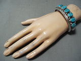 Dynamic Vintage Native American Navajo Kingman Turquoise Sterling Silver Bracelet Old-Nativo Arts
