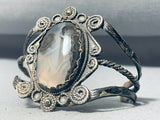 Very Early Vintage Native American Navajo Petrified Wood Sterling Silver Bracelet-Nativo Arts