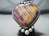 Lyla Cadman Native American Navajo Purple Spiny Oyster Shell Sterling Silver Heart Ring-Nativo Arts
