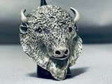Jake Francosa San Felipe Sterling Silver Buffalo Ring-Nativo Arts