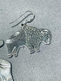 Sensational Native American Navajo Sterling Silver Buffalo Earrings-Nativo Arts