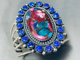 Glorious Native American Navajo Signed Multi Color Purple Opal Sterling Silver Bracelet-Nativo Arts