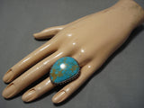 Superior Vintage Native American Navajo Spiderweb Turquoise Sterling Silver Ring-Nativo Arts