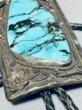 The Biggest Vintage Men's Native American Navajo Blue Diamond Turquoise Sterling Silver Bolo Tie-Nativo Arts