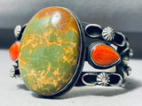 One Of The Best Vintage Native American Navajo Olive Green Turquoise Sterling Silver Bracelet-Nativo Arts