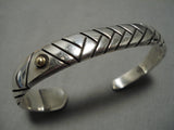 Important Vintage Native American Navajo Jimmie King Jr Sterling Silver 14k Gold Bracelet-Nativo Arts