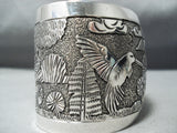 So Detailed Huge Hummingbird Navajo Sterling Silver Bracelet Native American-Nativo Arts
