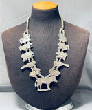 Ella Peters Vintage Native American Navajo Sterling Silver Squash Blossom Necklace-Nativo Arts