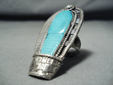 Native American Very Important Historical Eddie Beyuka Turquoise Zuni Sterling Silver Ring-Nativo Arts