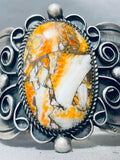 One Of The Most Unique Orange Agate Vintate Native American Navajo Sterling Silver Bracelet-Nativo Arts