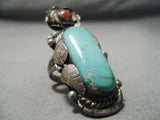 Impressive Vintage Navajo Tuquoise Sterling Silver Native American Ring Old-Nativo Arts