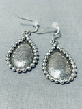 Fabulous Hand Tooled Native American Navajo Sterling Silver Dangle Earrings-Nativo Arts