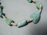 Native American Wonderful Santo Domingo Royston Turquoise Heishi Sterling Silver Necklace-Nativo Arts